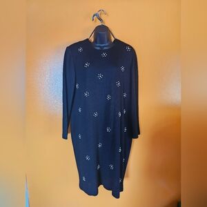 Leslie Faye Pearl Detail Longsleeve Vintage Sweaterdress Made in USA
